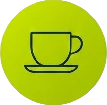 Stilisiert als Strichzeichnung: Eine Kaffeetasse.